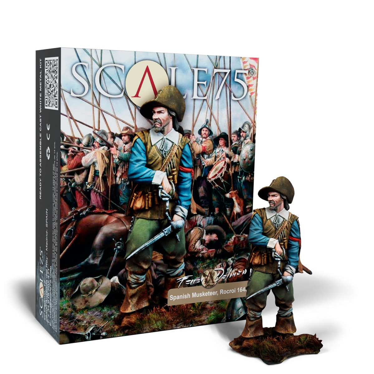 Scale 75 Spanish Musketeer, Rocroi 1643 Ferrer Dalmau Miniature 75mm