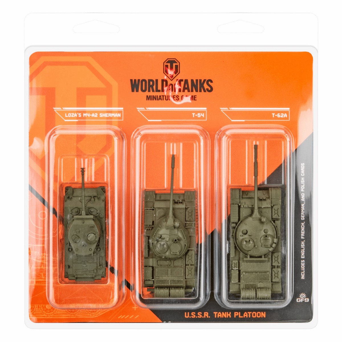 Gale Force Nine World of Tanks: U.S.S.R. Tank Platoon 4 - T-54, Loza's M4-A2 Sherman, T-62A