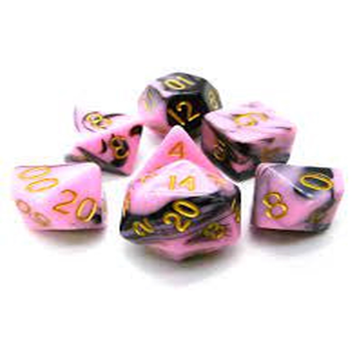 Metallic Dice Games - Acrylic Dice Set Gold Numbers - Pink/Black