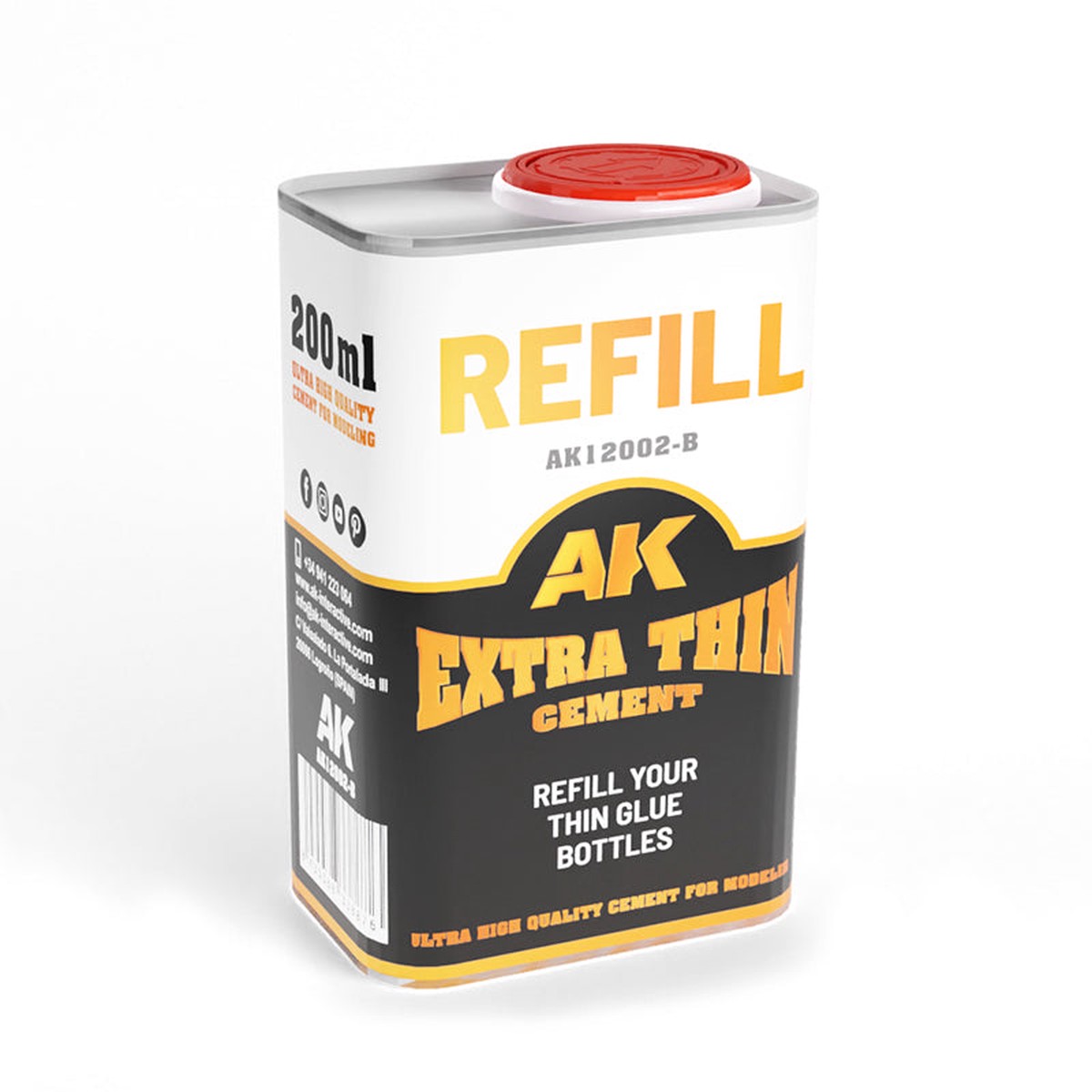 AK Interactive Glue Bottle Refill 250ml - Extra Thin Cement