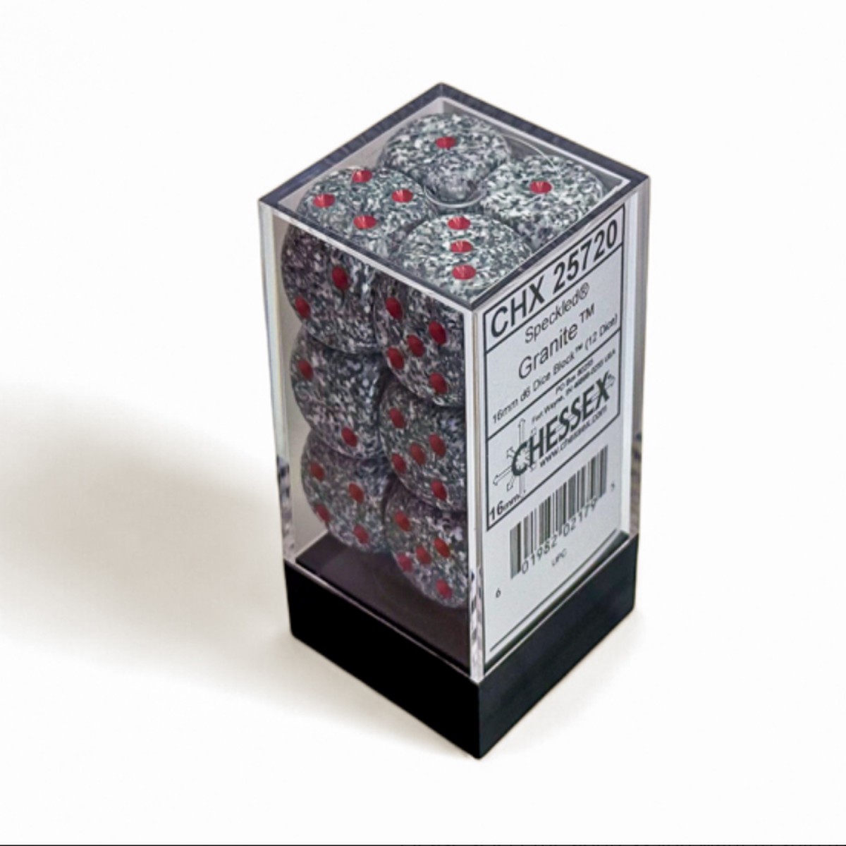 Chessex - Speckled 16mm D6 Dice 12-Piece Set - Granite