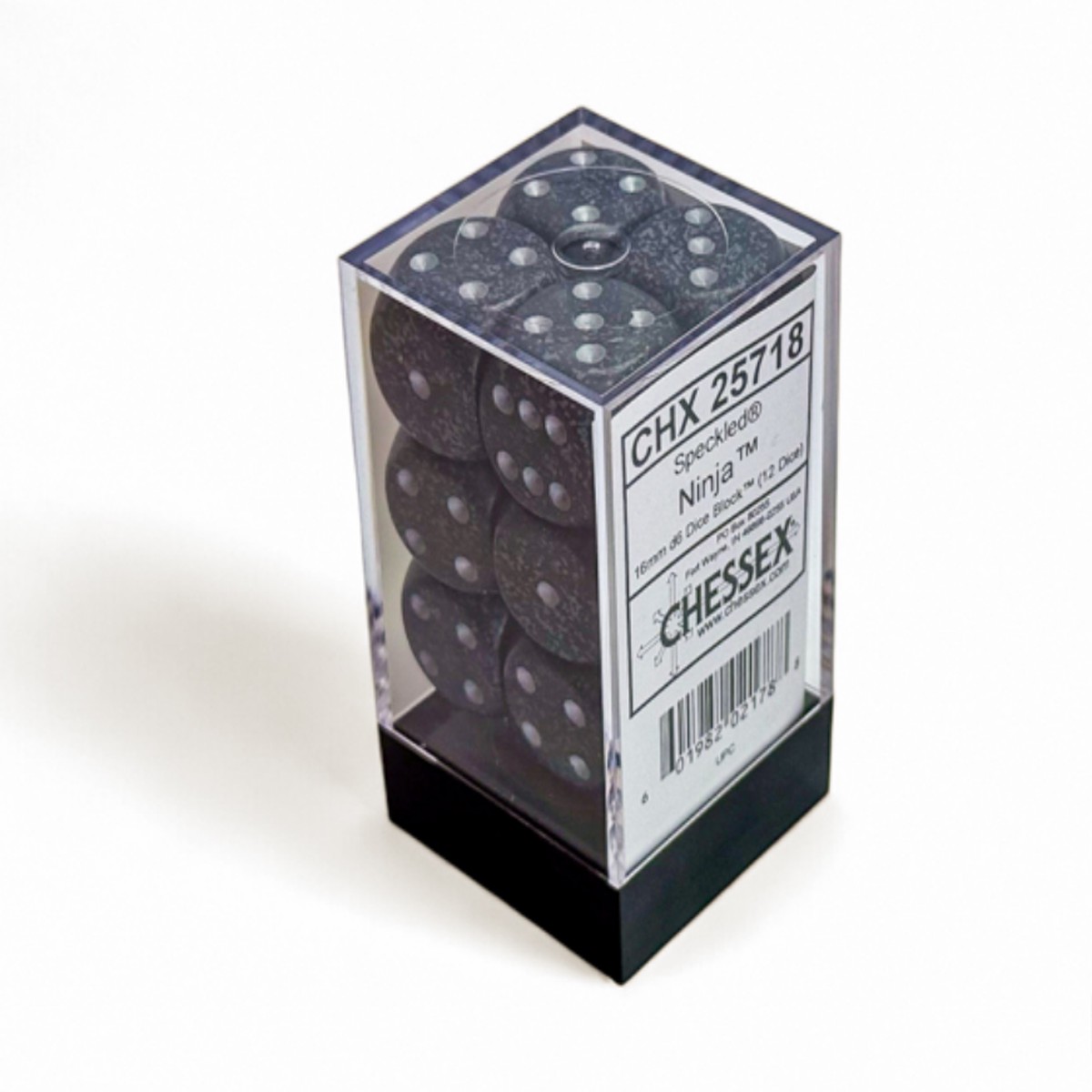 Chessex - Speckled 16mm D6 Dice 12-Piece Set - Ninja
