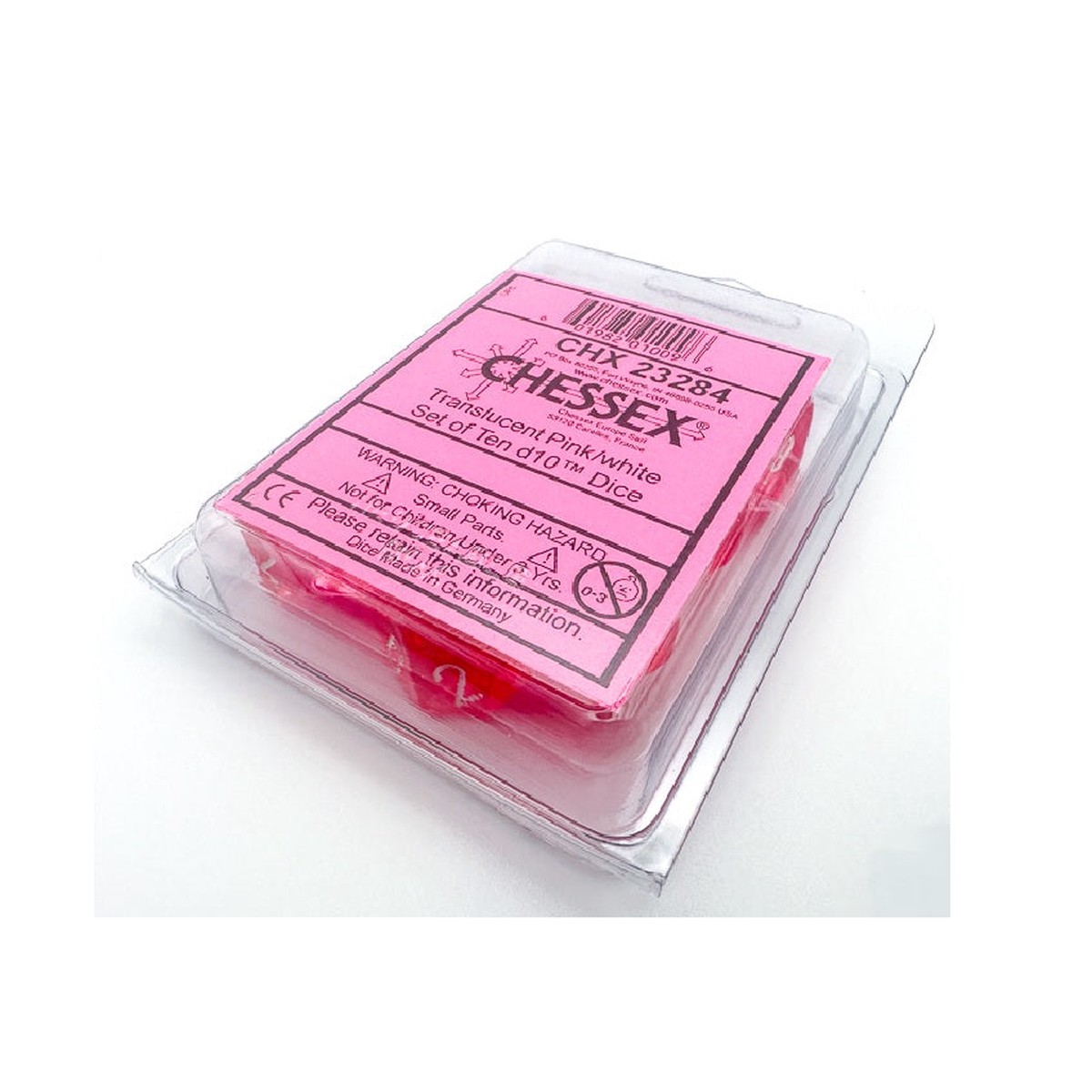 Chessex - Translucent d10 Dice 10-Piece Set - Pink/White