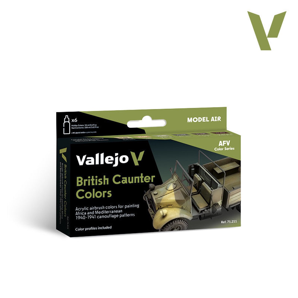 Vallejo Model Air British Caunter Colors 1940-1941 Acrylic Paint 6-Piece Set