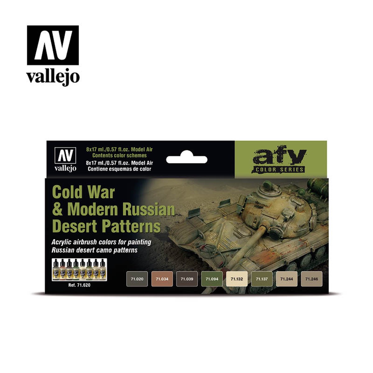 Vallejo Model Air Cold War and Modern Russian Desert Patterns Acrylic Paint 8-Piece Set