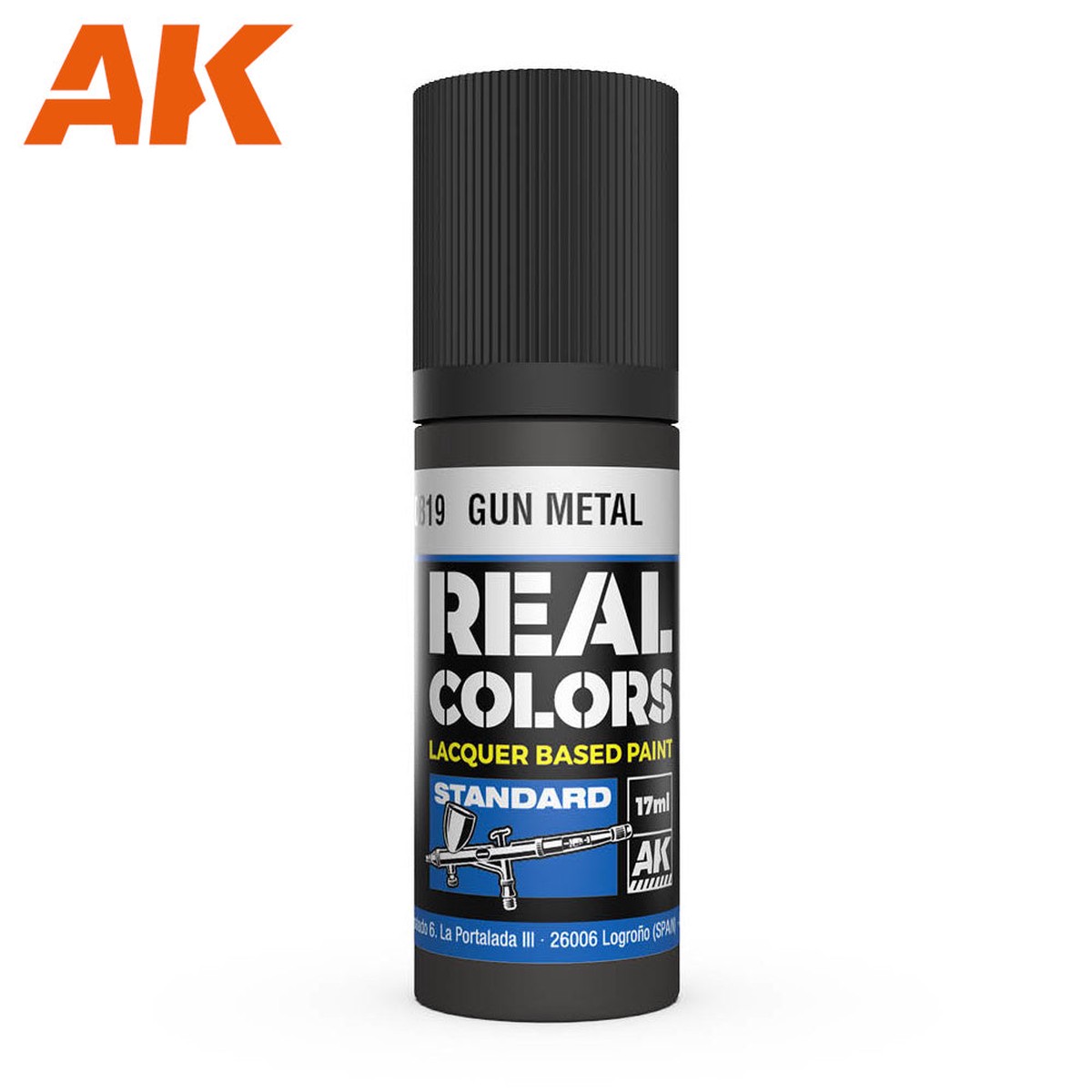 AK Interactive Real Colours Lacquer Based Paint 17ml - Gun Metal