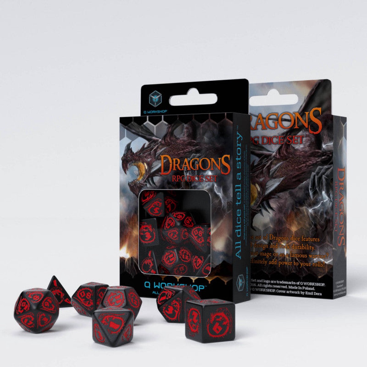 Q Workshop - Dragon RPG Dice Set - Black/Red