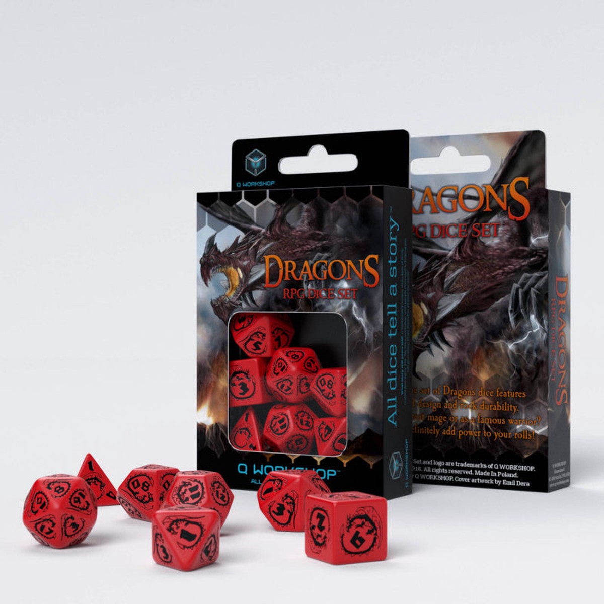 Q Workshop - Dragon RPG Dice Set - Red/Black