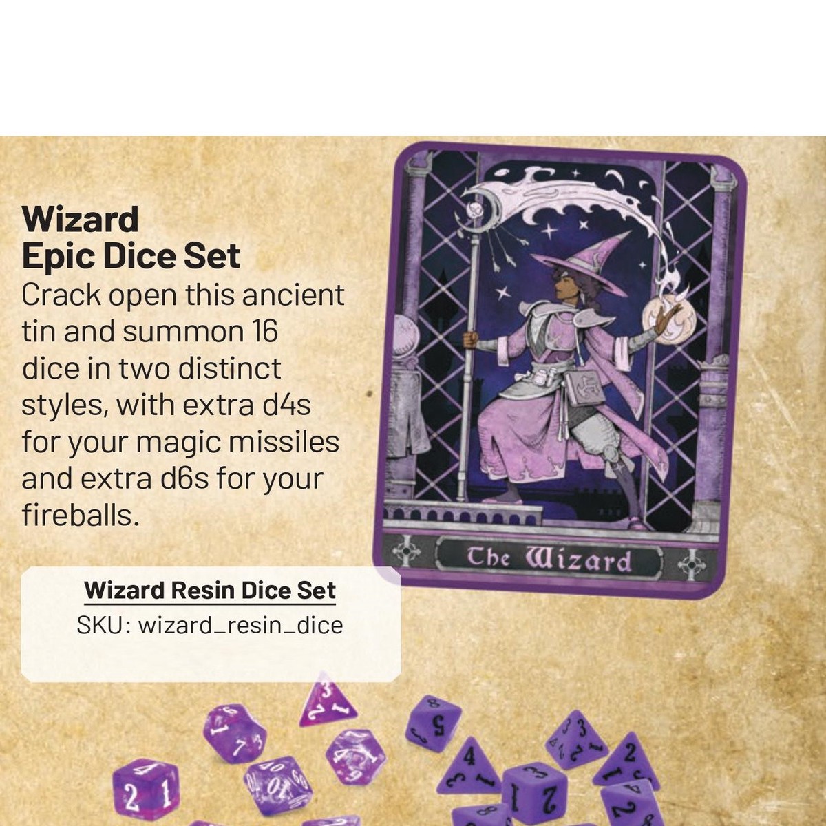 Beadle & Grimm's The Wizard Epic RPG Dice Set & Rolling Tray