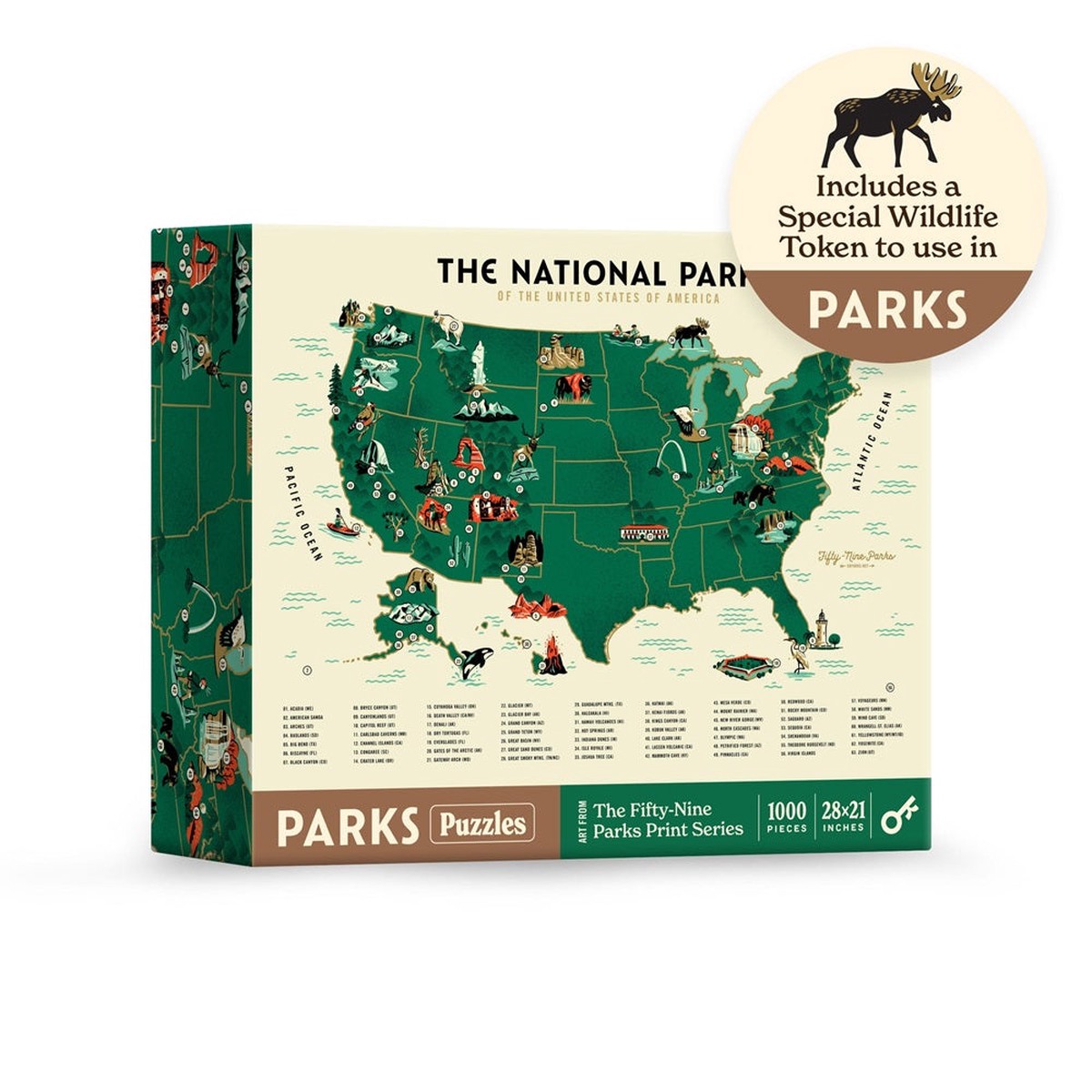 Keymaster Games Parks Puzzles National Parks Map - 1000 piece Puzzle