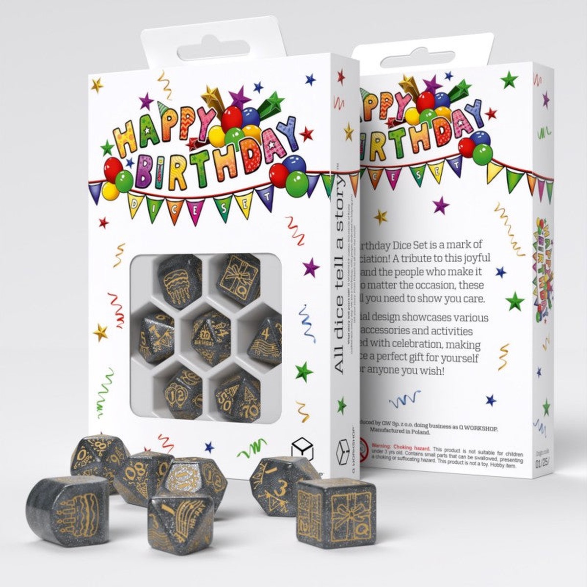 Q Workshops - Happy Birthday RPG Dice Set - Confetti