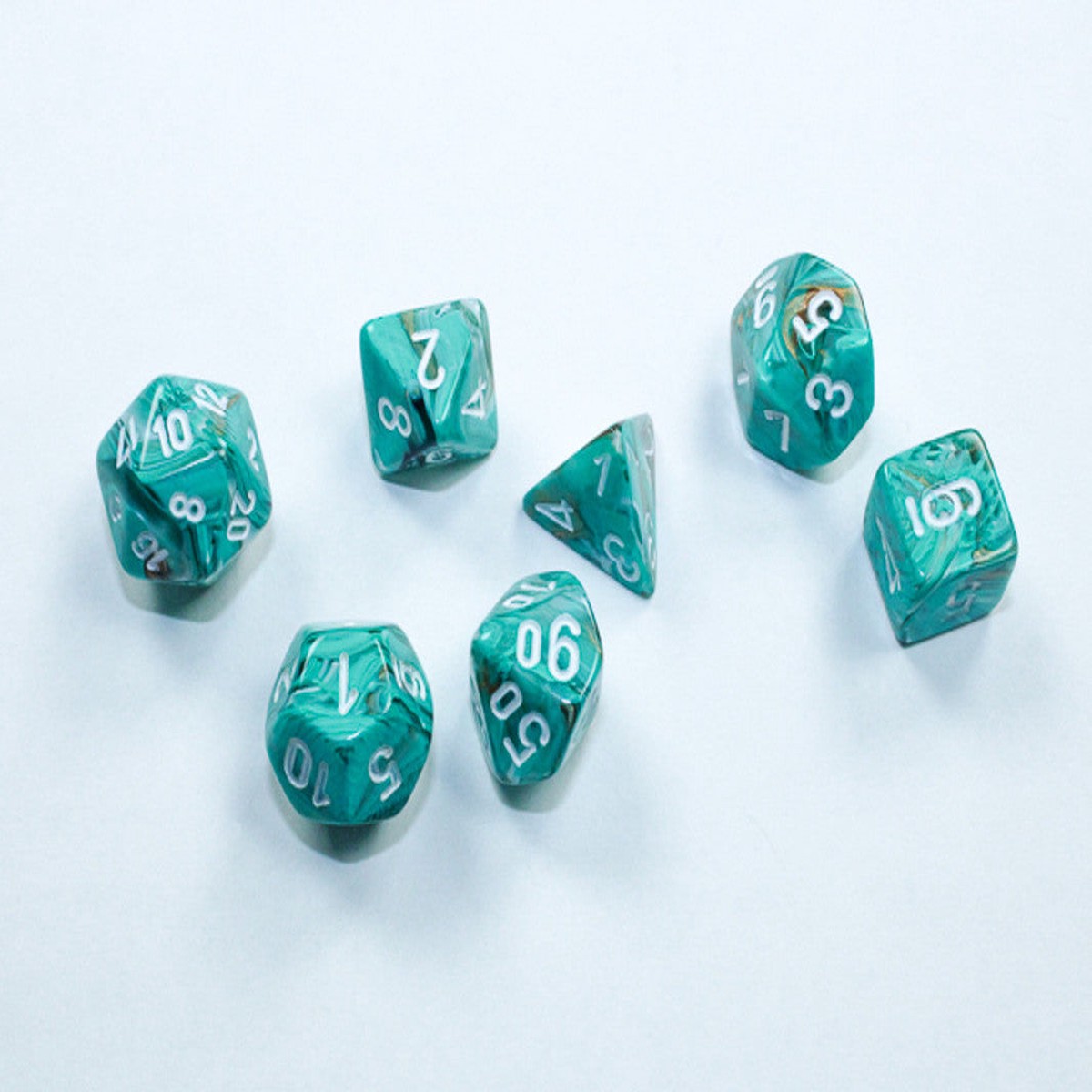 Chessex - Marble Mini RPG Die Set- Oxi-Copper/White