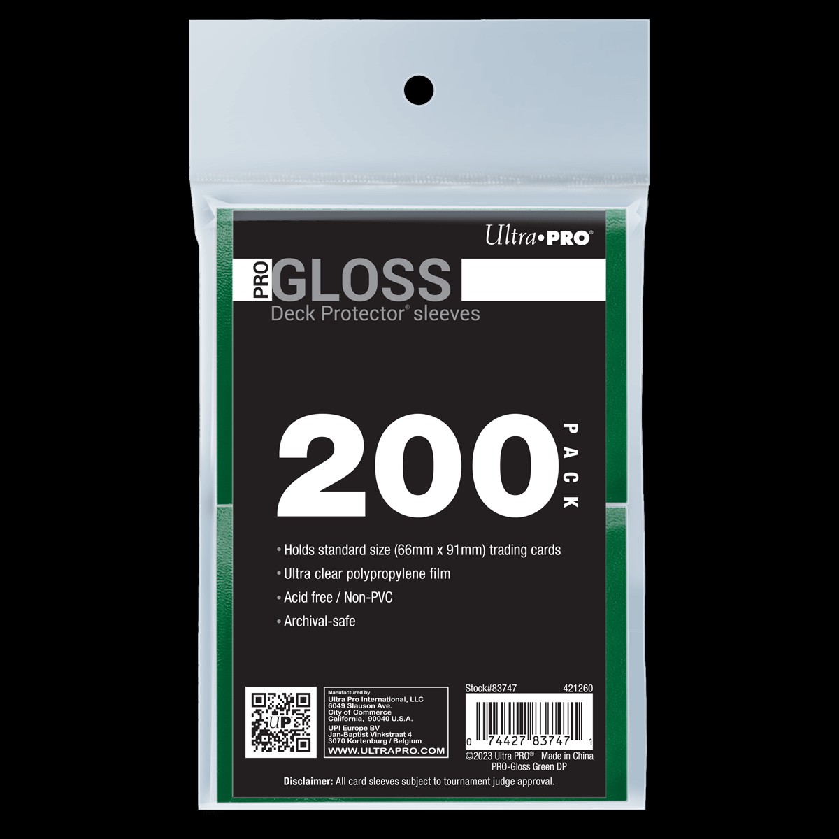 Ultra Pro - UP83747 PRO-Gloss Standard Deck Protector Sleeves Bundle 200-Piece Set - Green