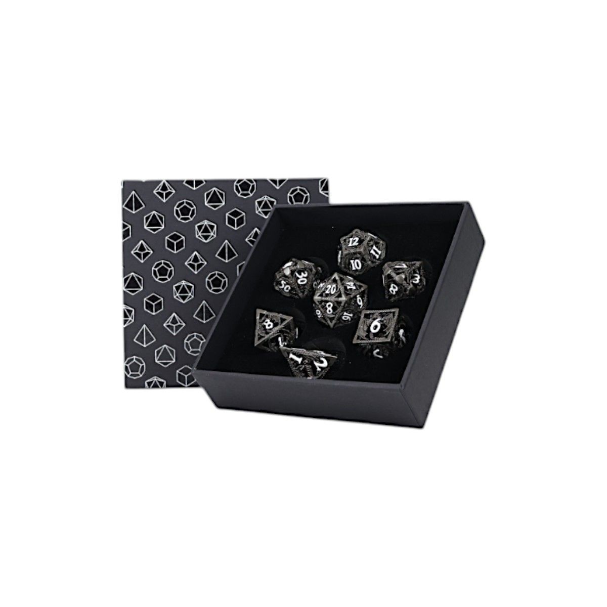 Let's Play Games - Dragon Hollow RPG Dice Set - Metal/Black