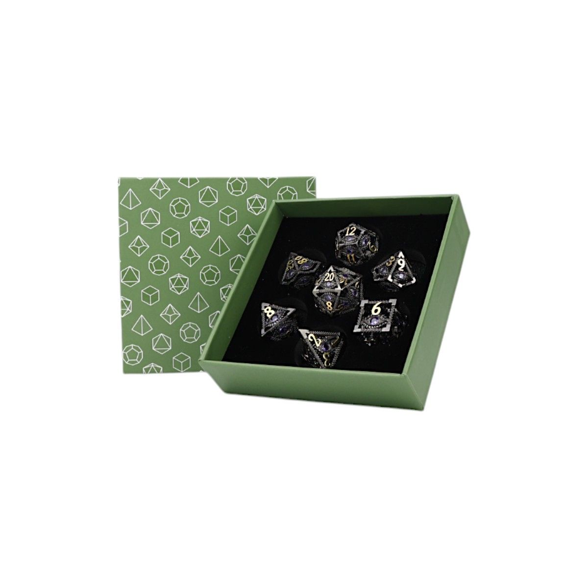 Let's Play Games - Scaled Eye RPG Dice Set - Black/Gold