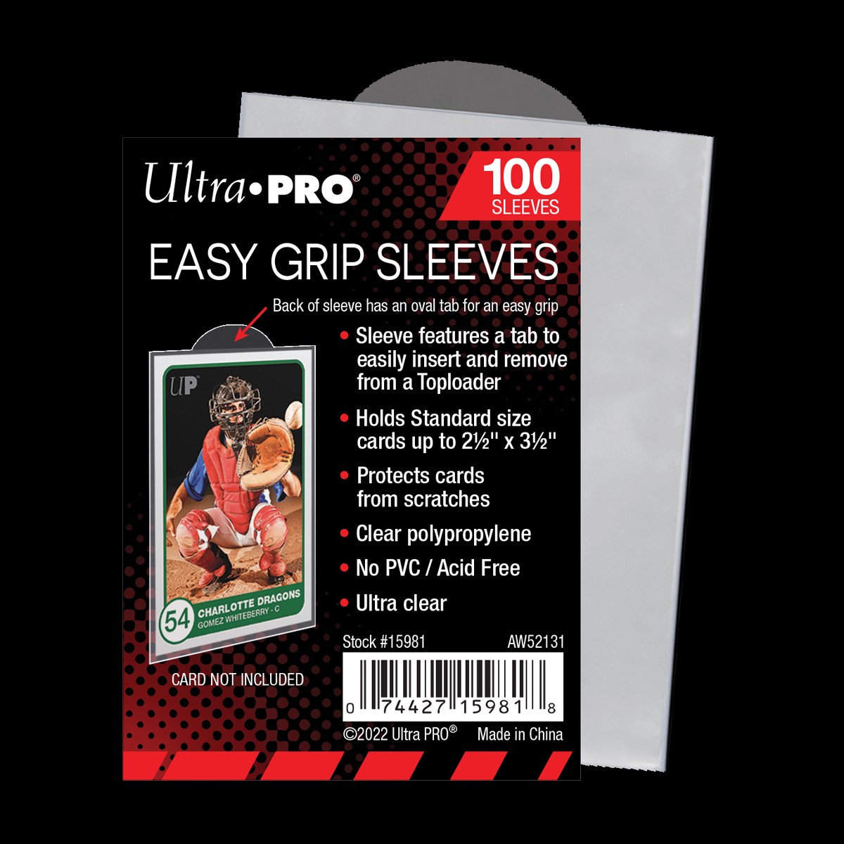 Ultra Pro UP15981 Easy Grip Card Sleeves 100-Piece Set 2-1/2" x 3-1/2"