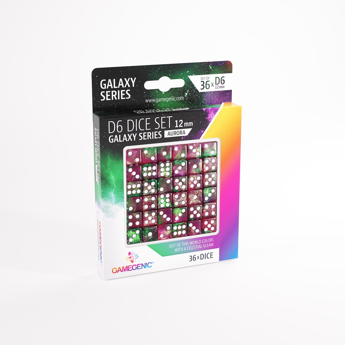 Gamegenic - Galaxy Series 12mm D6 Dice 36-Piece Set - Aurora