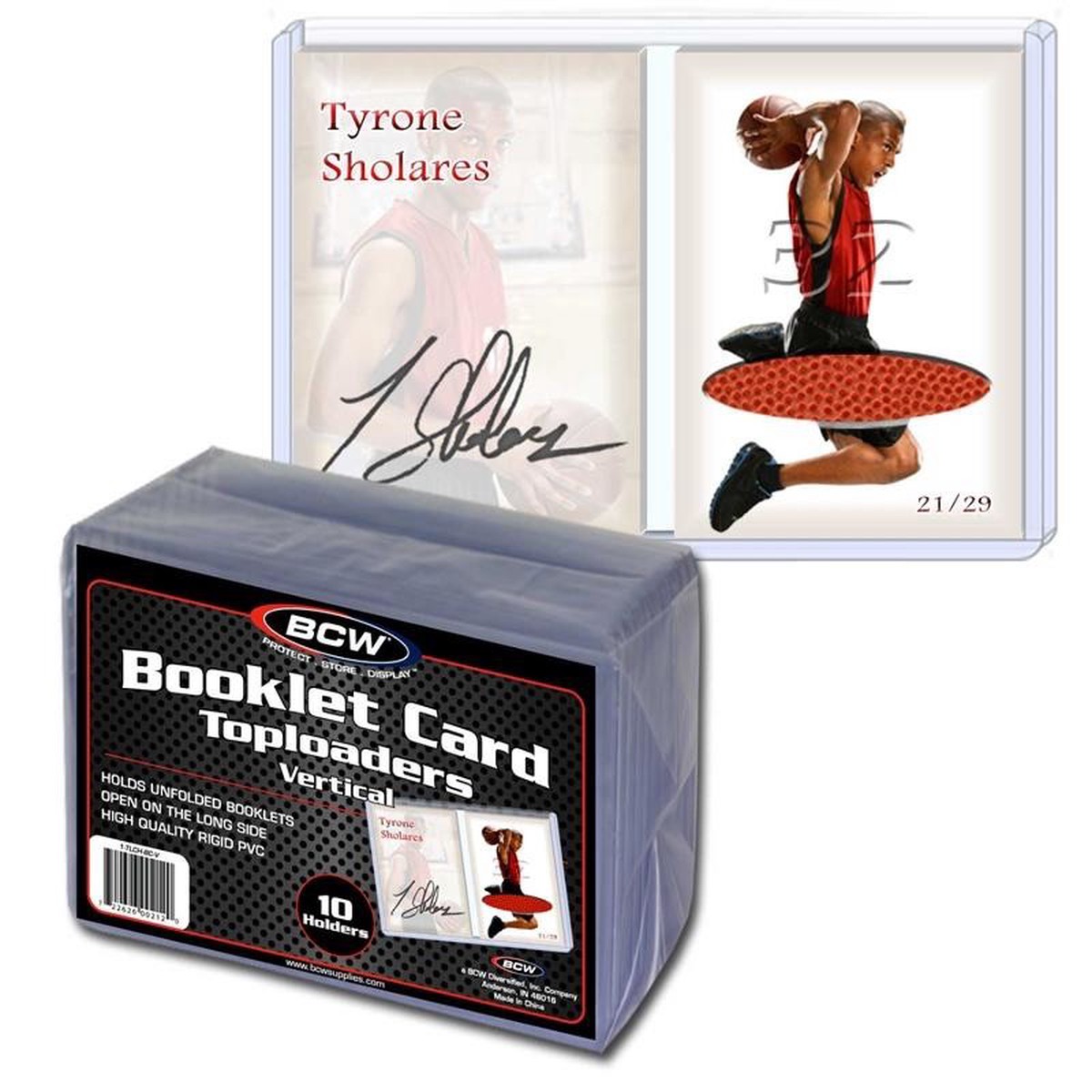 BCW - Vertical Booklet Toploader Holder Card 10-Pieces 5 7/8 inch x 3 15/16 inch x 5 mm Size