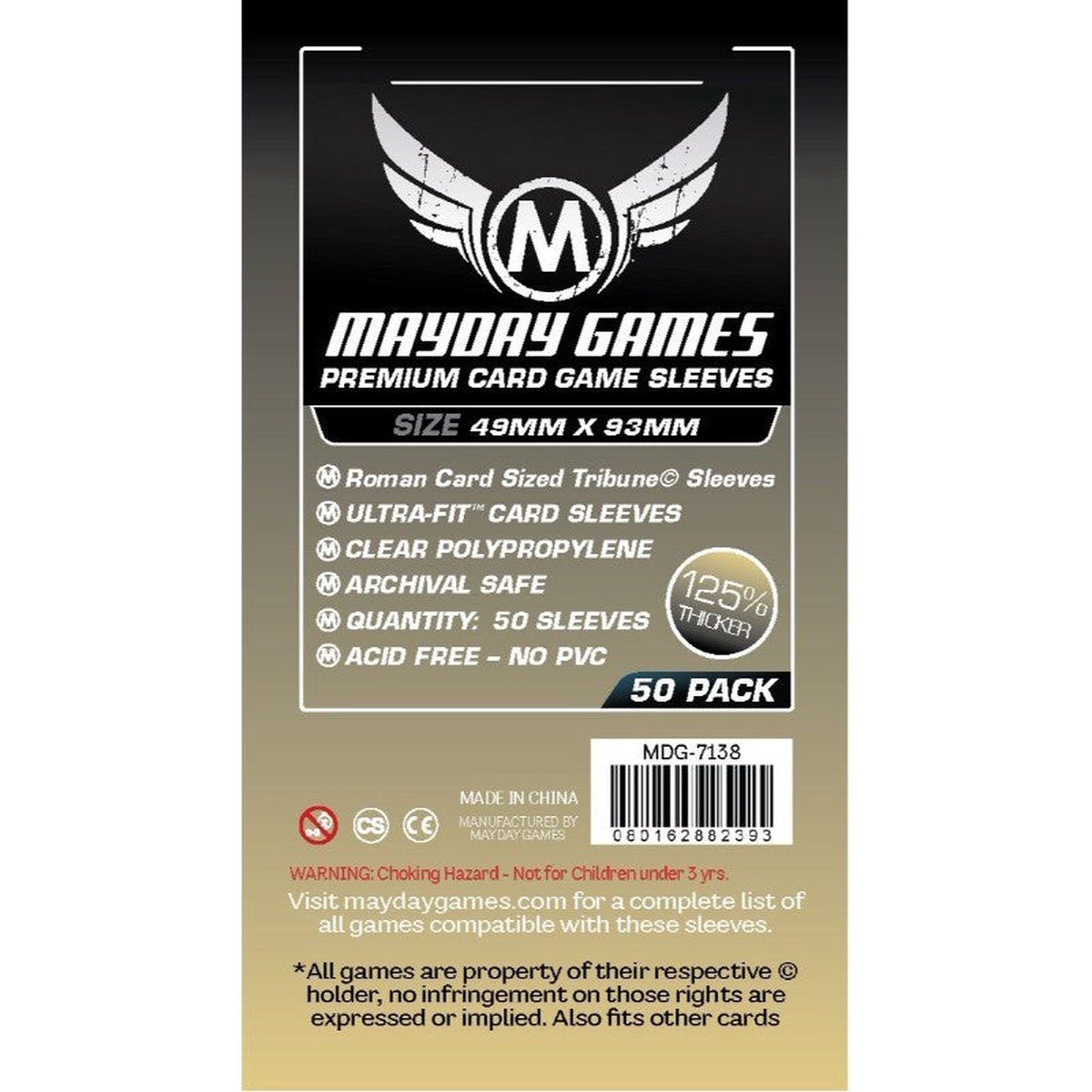 Mayday - Premium Roman Sized Tribune Card Sleeves 50-Pieces 49 mm x 93 mm Size