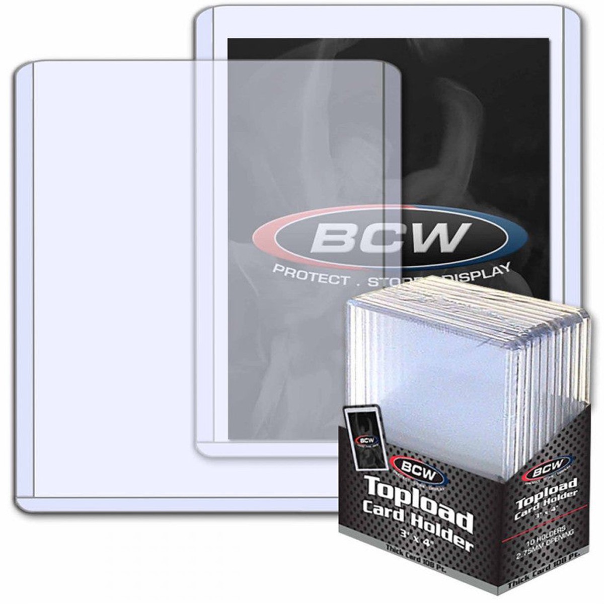 BCW - 108 Pt Thick Toploader Card Holder 10-Pieces 2 3/4 inch x 3 7/8 inch x 7/64 inch Size