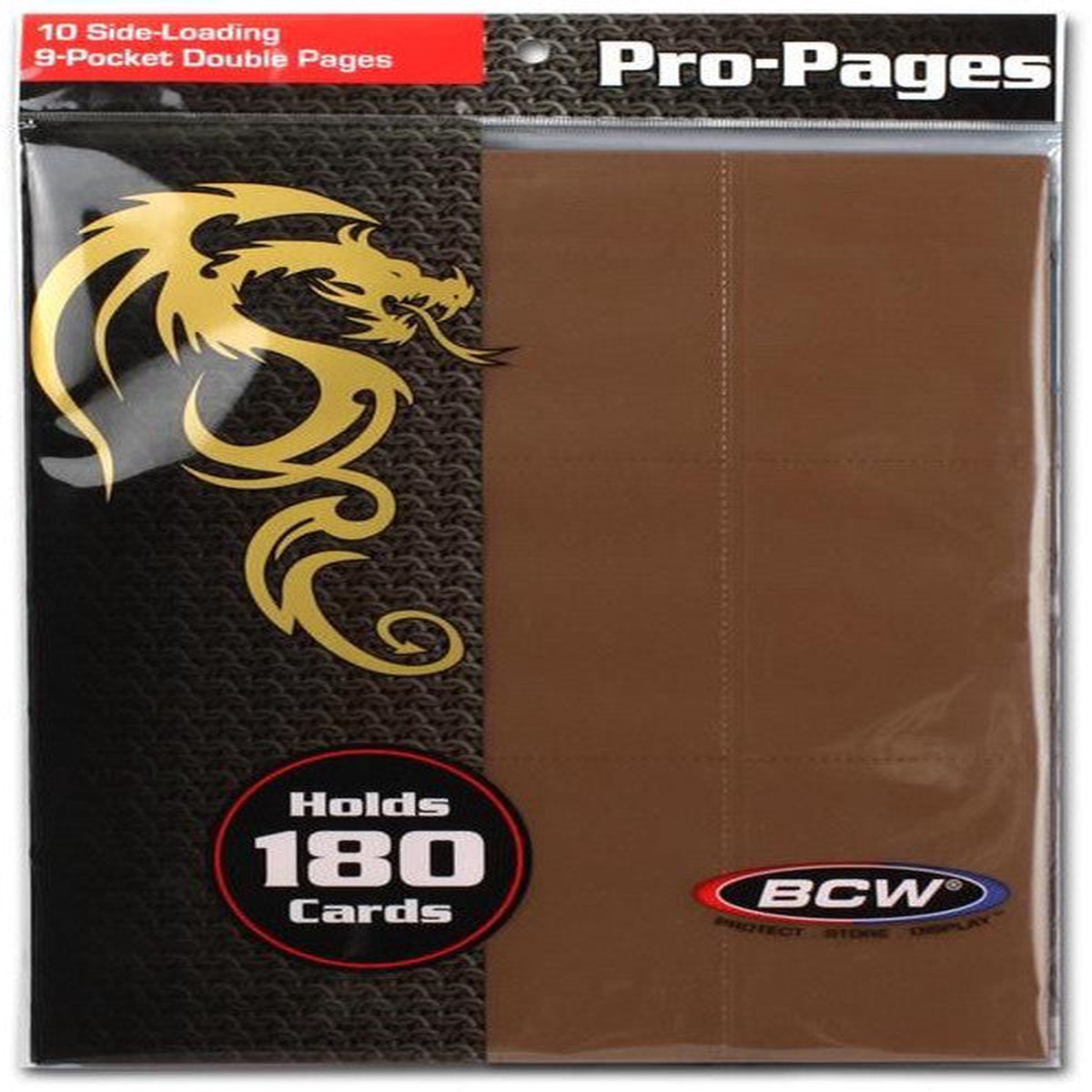 BCW - Pro Pages Side Loading 9 Pocket Pages 10-Pieces - Brown