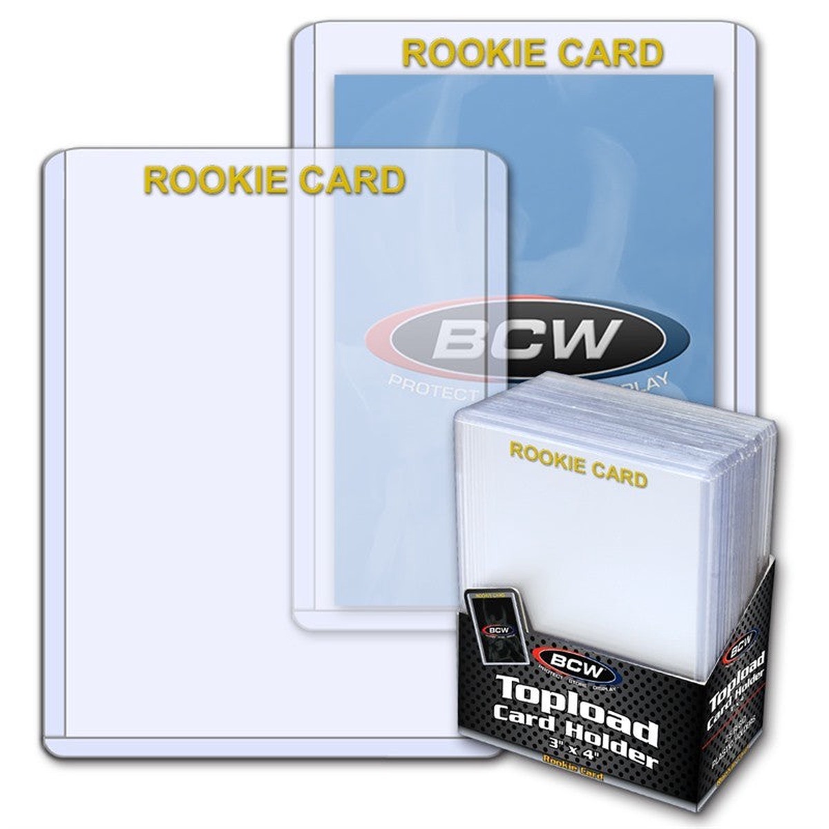 BCW - Rookie Imprinted Gold Toploader Card Holder 25-Pieces 3 inch x 4 inch Size