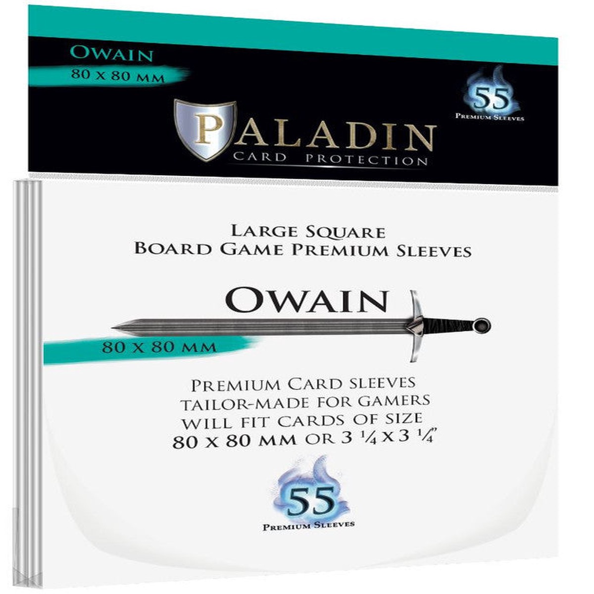 Paladin - Premium Owain Card Sleeves 55-Pieces 80 mm x 80 mm Size - Clear