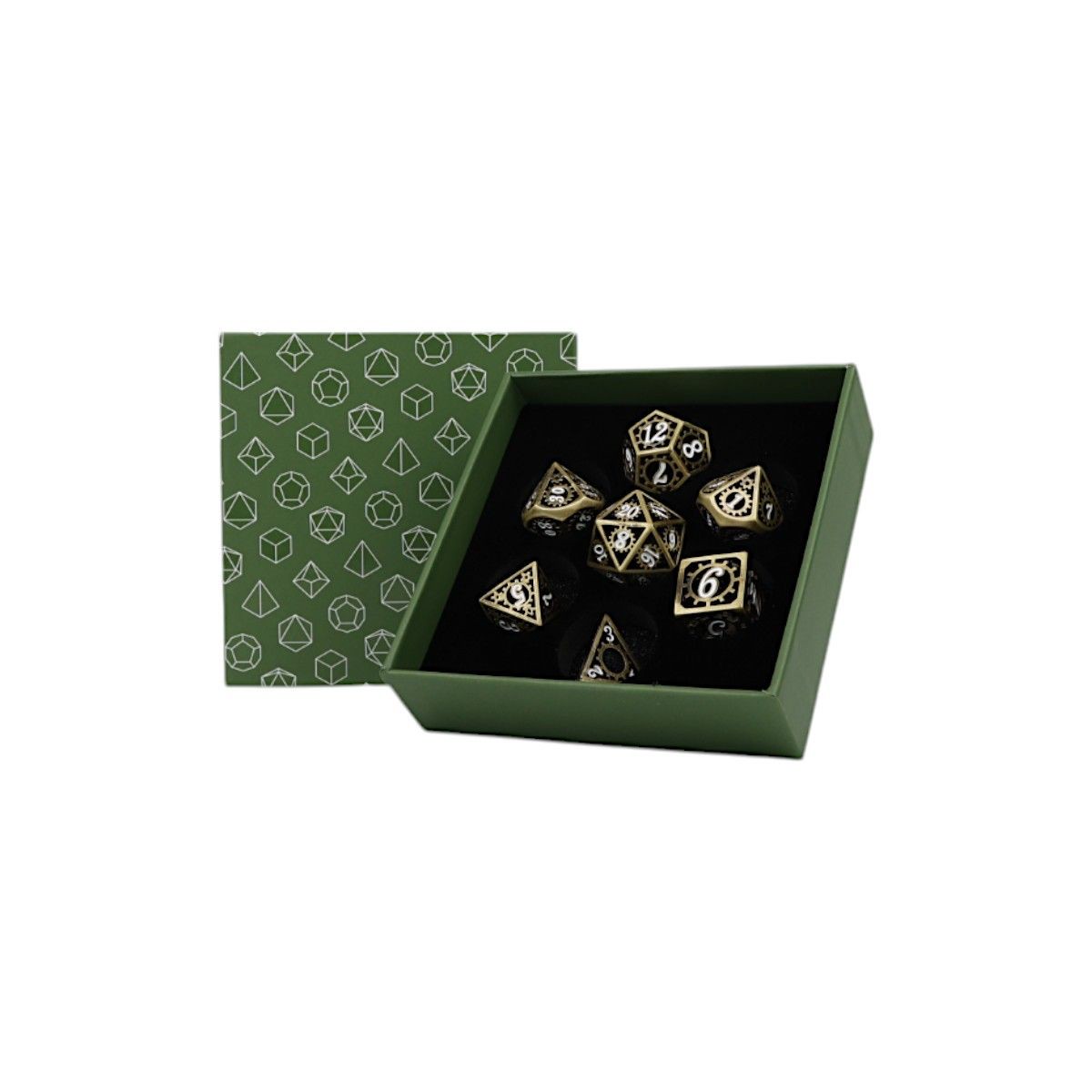 Clockwork Sun Dice Set Tarnished Gold