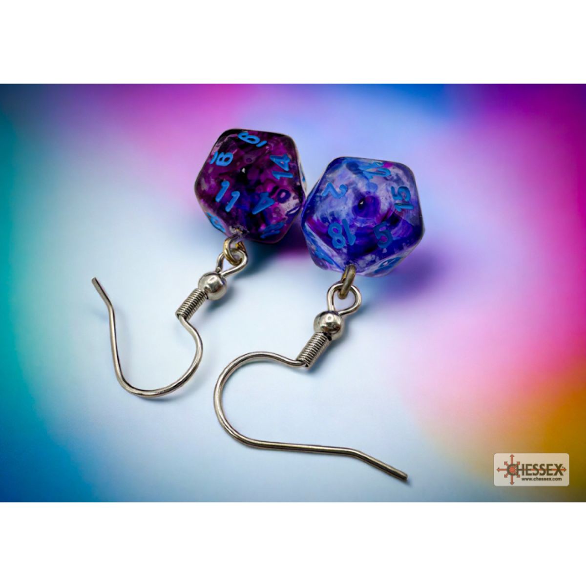 Chessex - CHX 54210 Hook Earrings Nebula Nocturnal Mini-Poly d20 Pair
