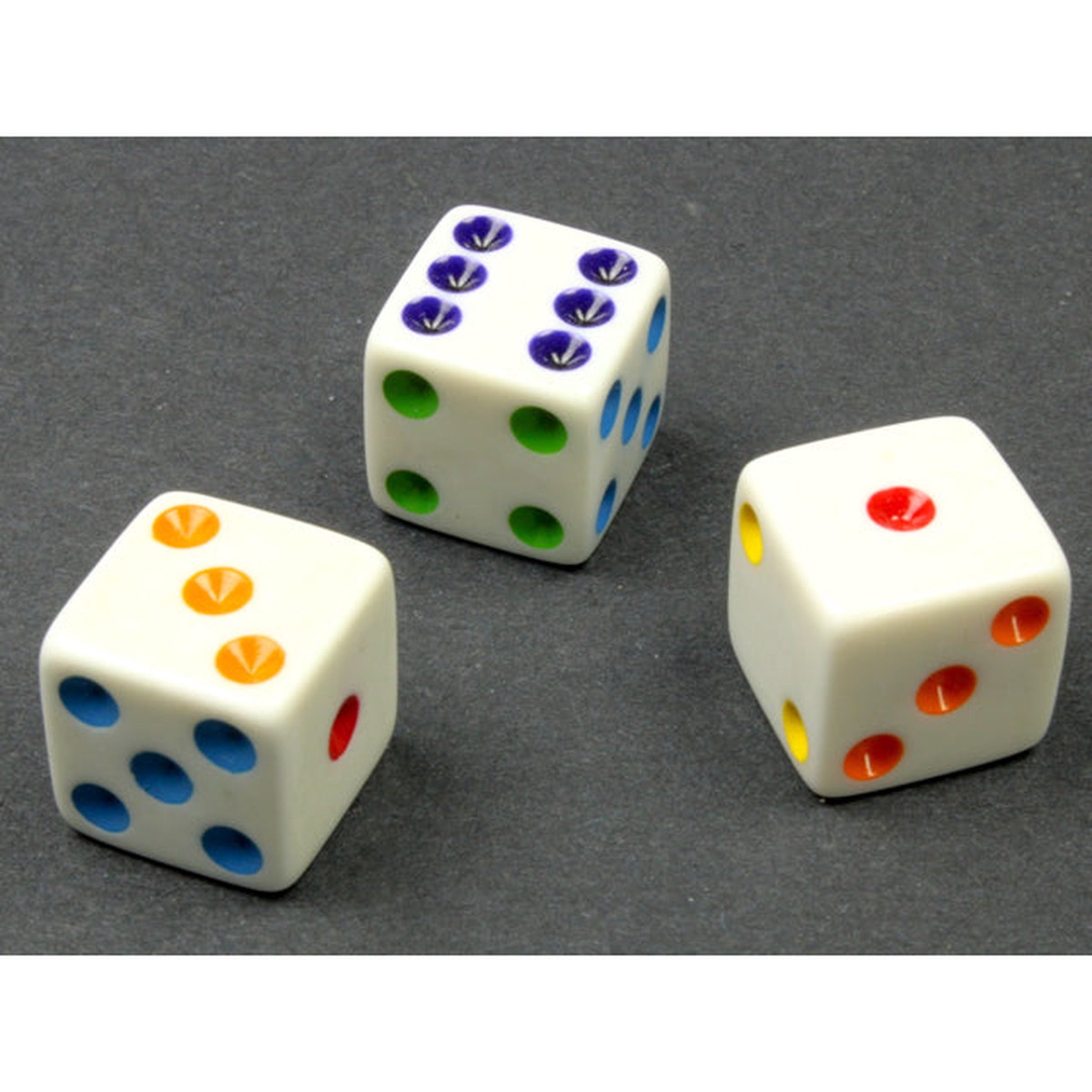 Chessex - CHX KOP06231 16mm Opaque d6 White/Multi-colored pips