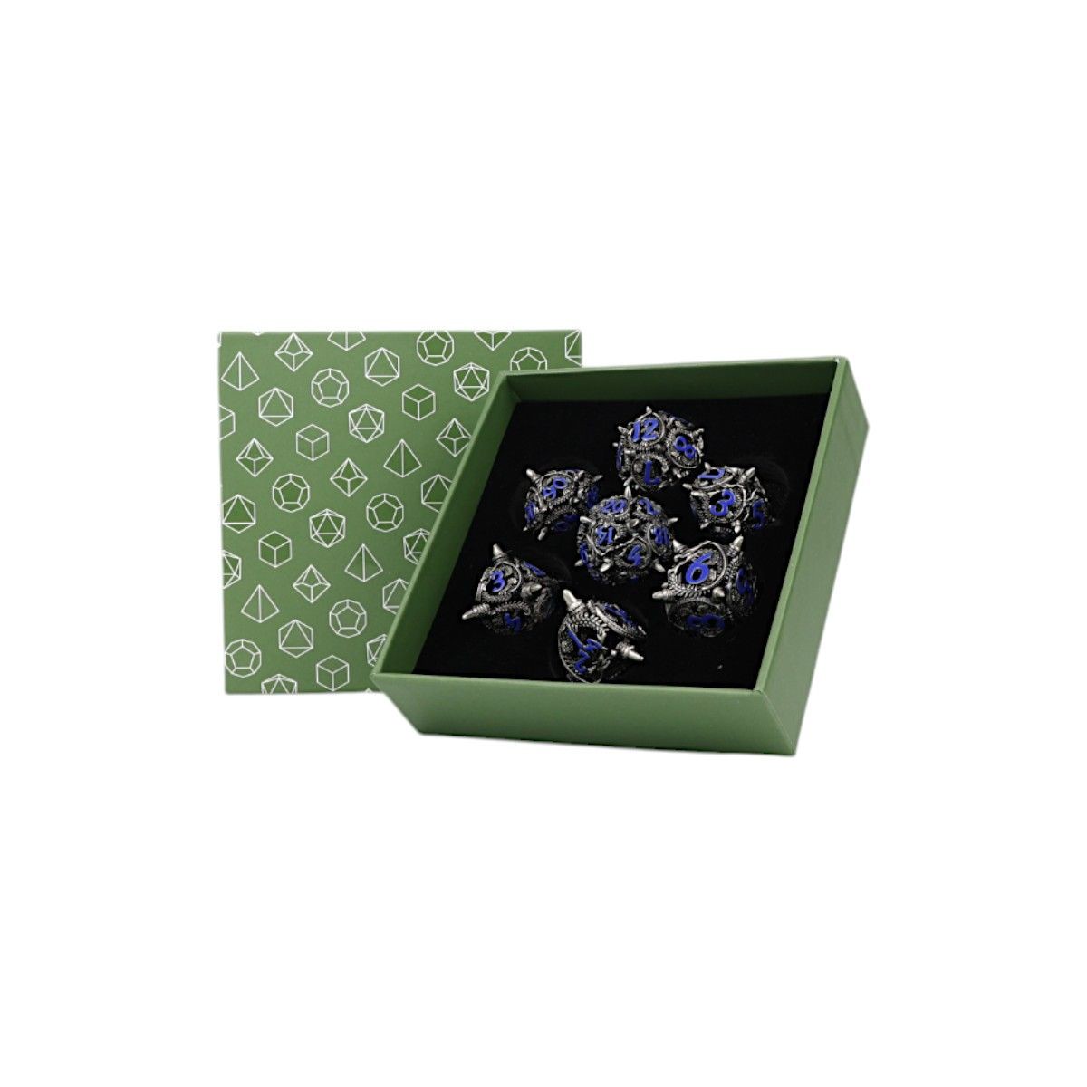 LPG Dice Xeno Hollow Dice Set Steel/Blue