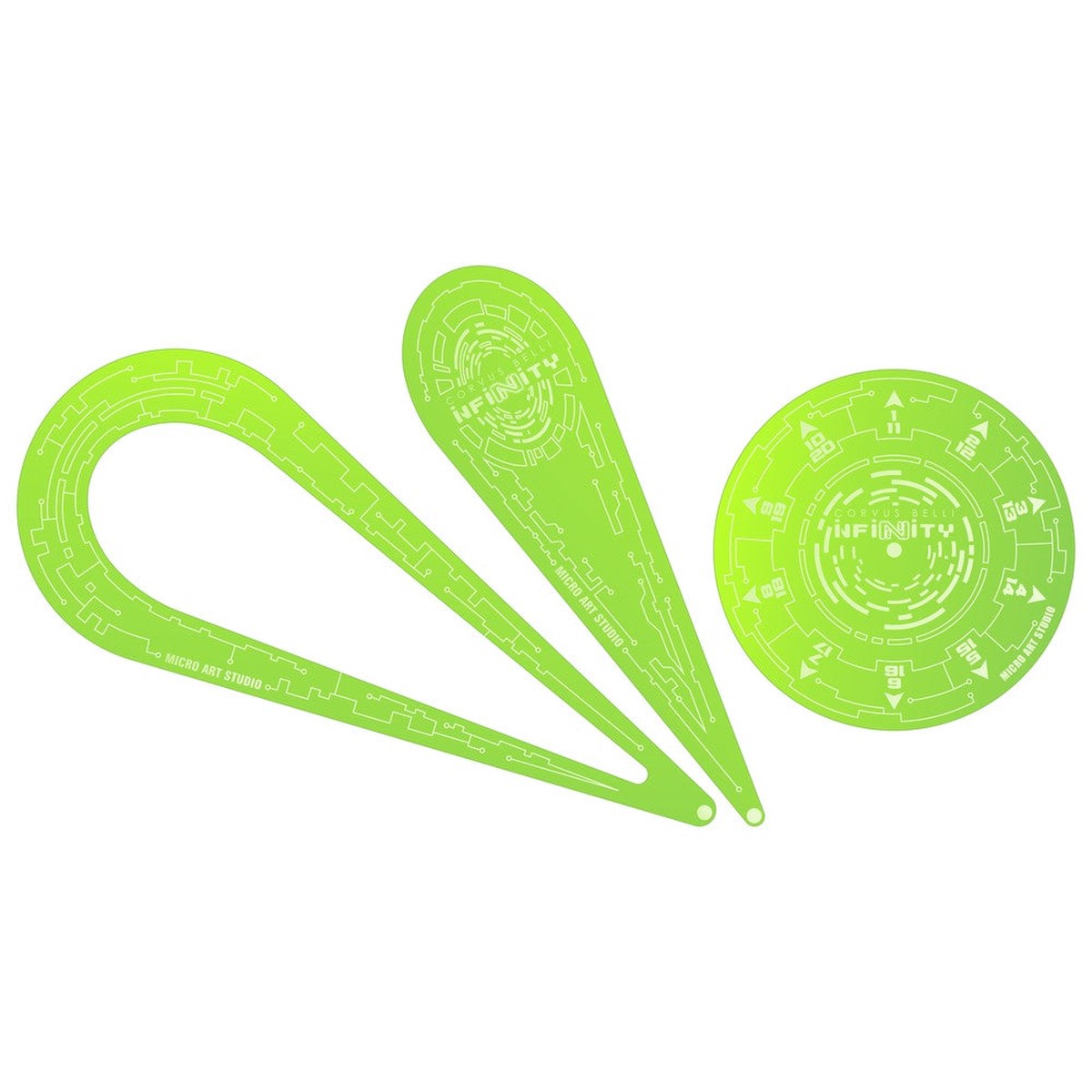 Micro Art Studio - Infinity Accessories - Infinity Templates N5 Fluo Green - 3 Pieces
