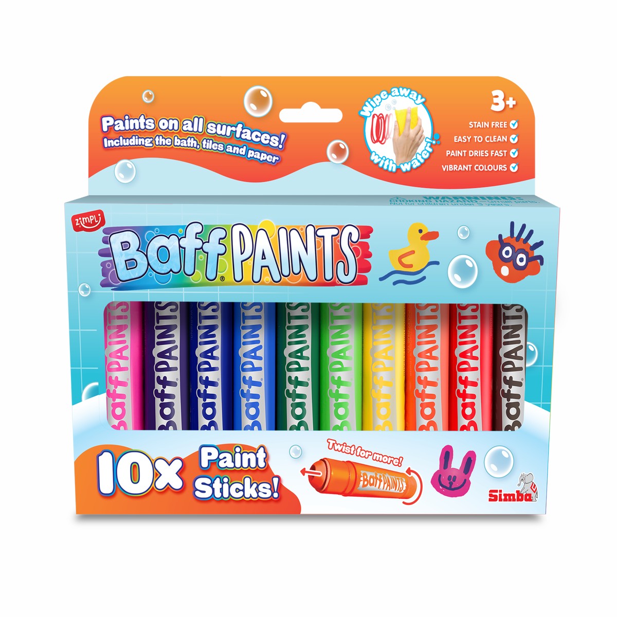 Zimpli Kids - Baff Paints Pack of 10