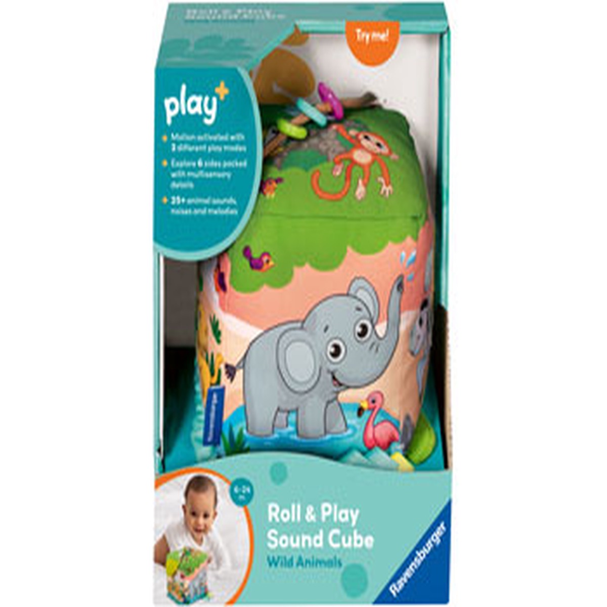 Play+ Roll & Play Sound Cube: Wild Animals