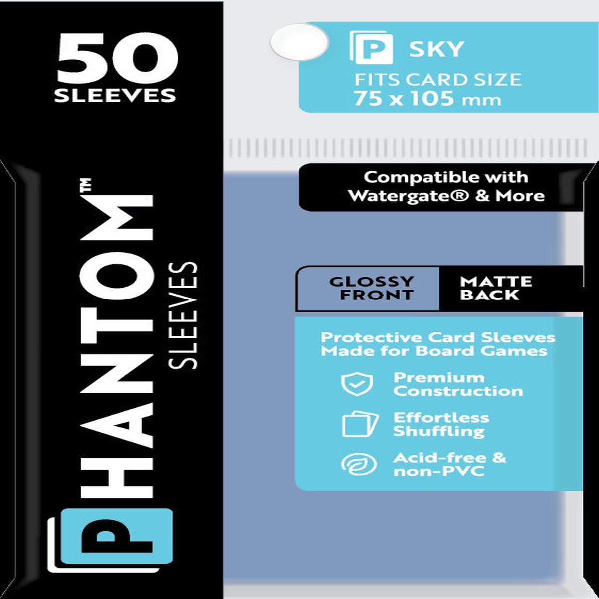Phantom Sleeves: Sky Size (75mm x 105mm) - Gloss/Matte (50)