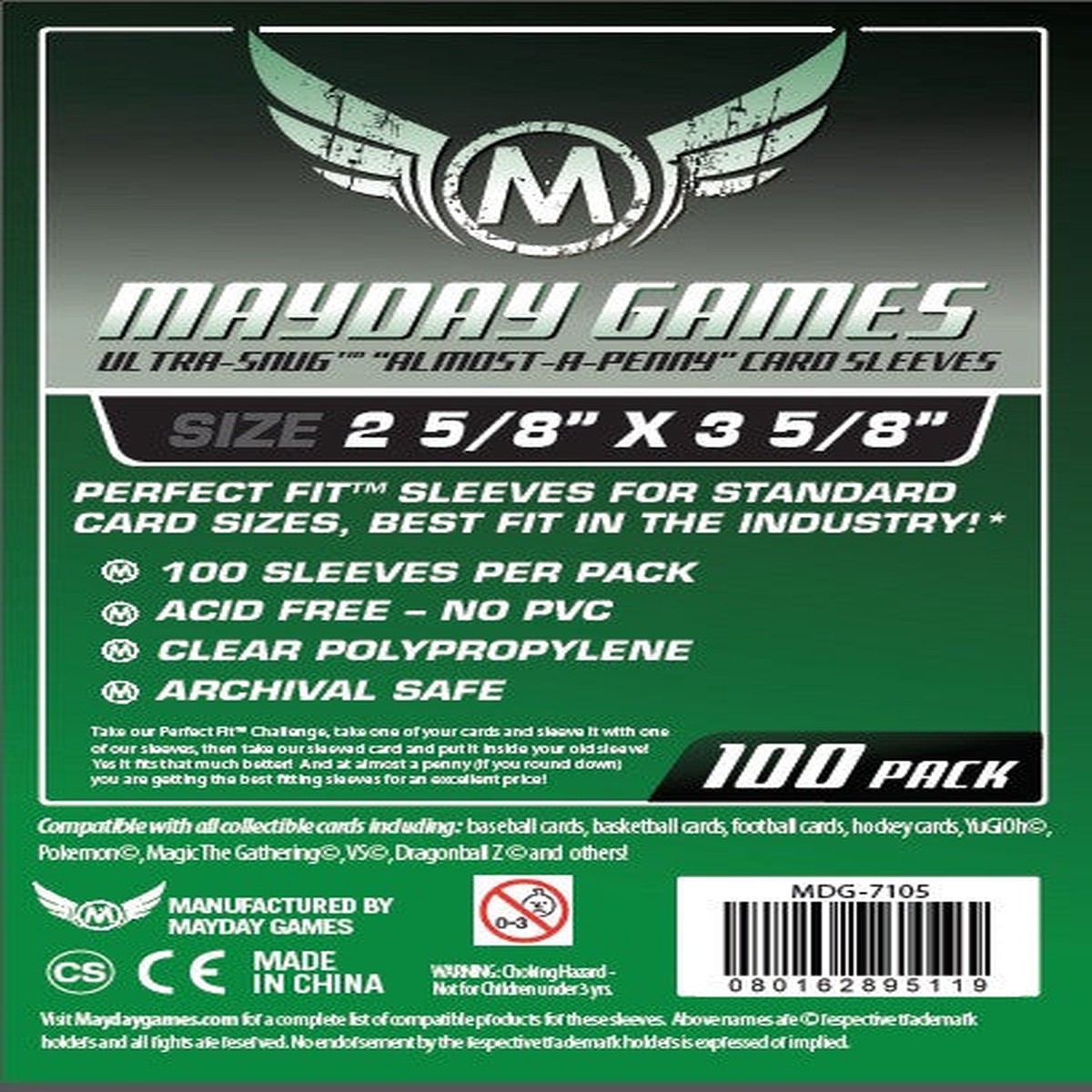 Mayday Games Ultra-Snug Almost A Penny Card Sleeves 100-Piece Set 66.7mm x 92mm