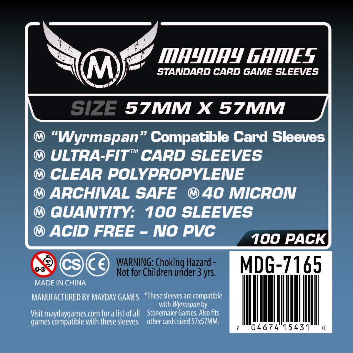 Mayday Games Wyrmspan Compatible Standard Card Sleeves 100-Piece Set 57mm x 57mm
