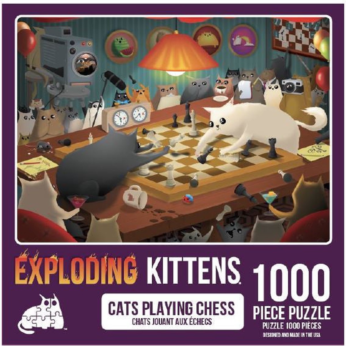 Exploding Kittens Cats Playing Chess - 1000 piece Puzzle