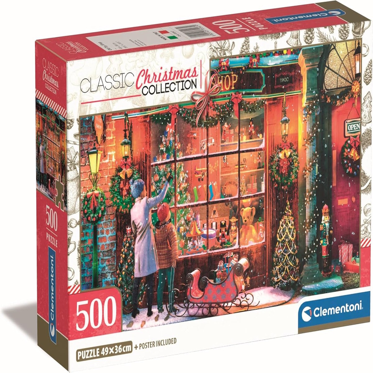 Clementoni Classic Christmas Old Toy Shop - 500 piece Puzzle with Poster