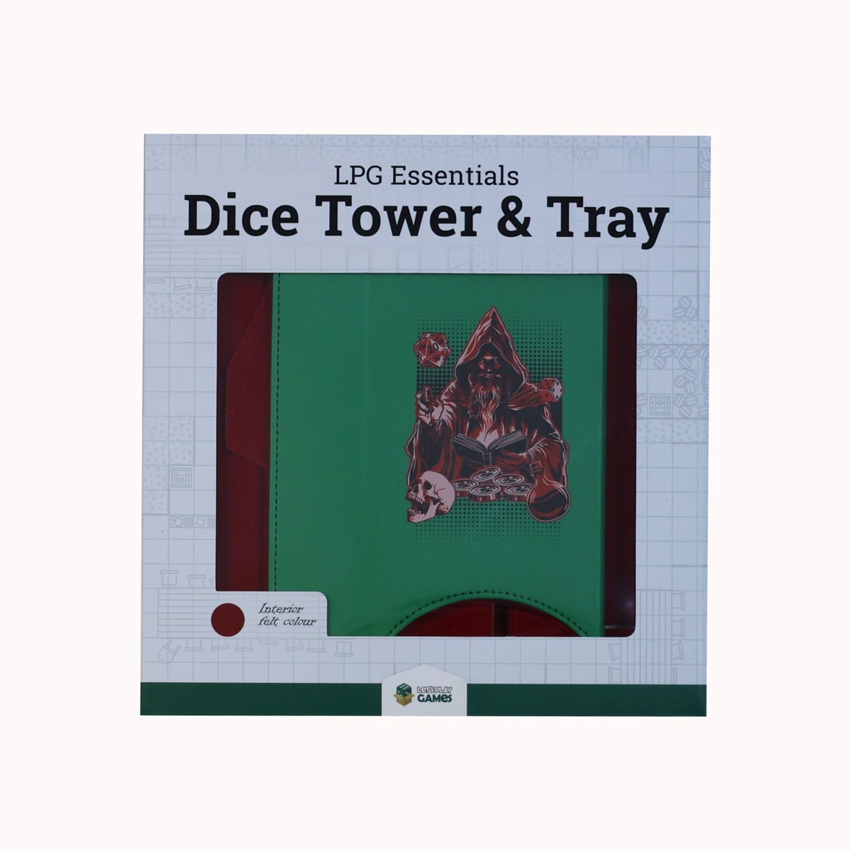 LPG Essentials Dice Tower and Mat Teal / Crimson