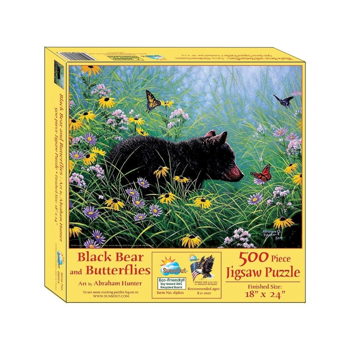 Sunsout - Black Bear & Butterflies 500 Piece Puzzle