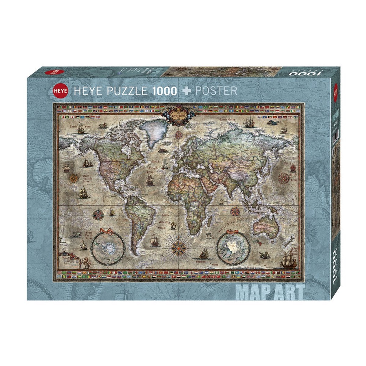 Heye - Map Art - Retro World 1000 Piece Puzzle