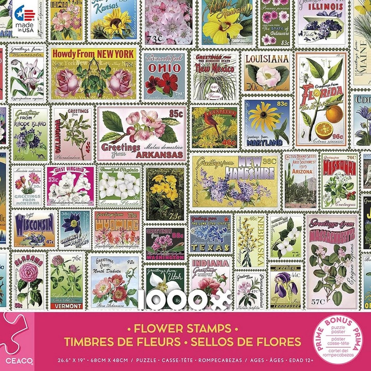 Ceaco - Stamps Flower Stamps 1000 Piece Puzzle