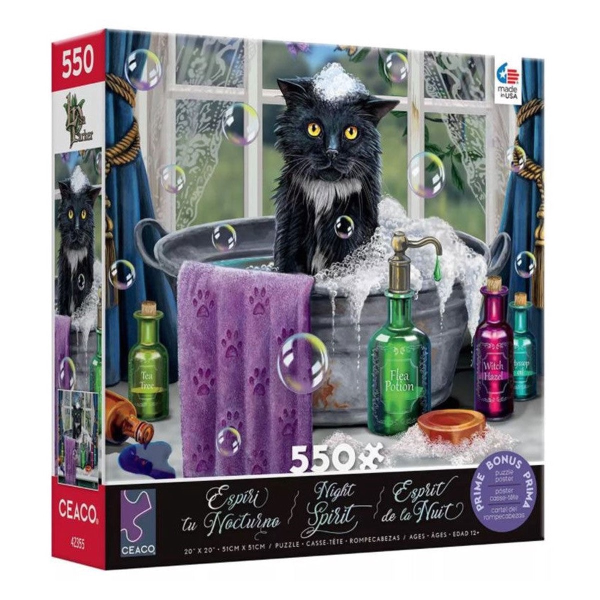 Ceaco - Night Spirit Kitten Bath 550 Piece Puzzle