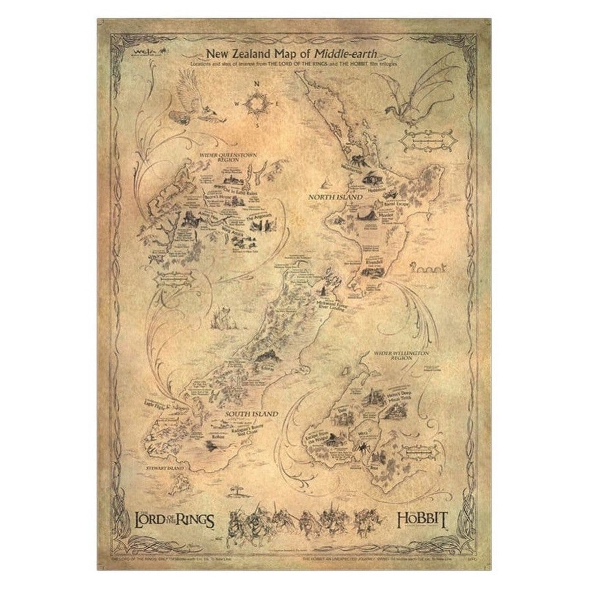 Weta Workshop: The Hobbit Trilogy - Art Print - New Zealand Map of Middle Earth