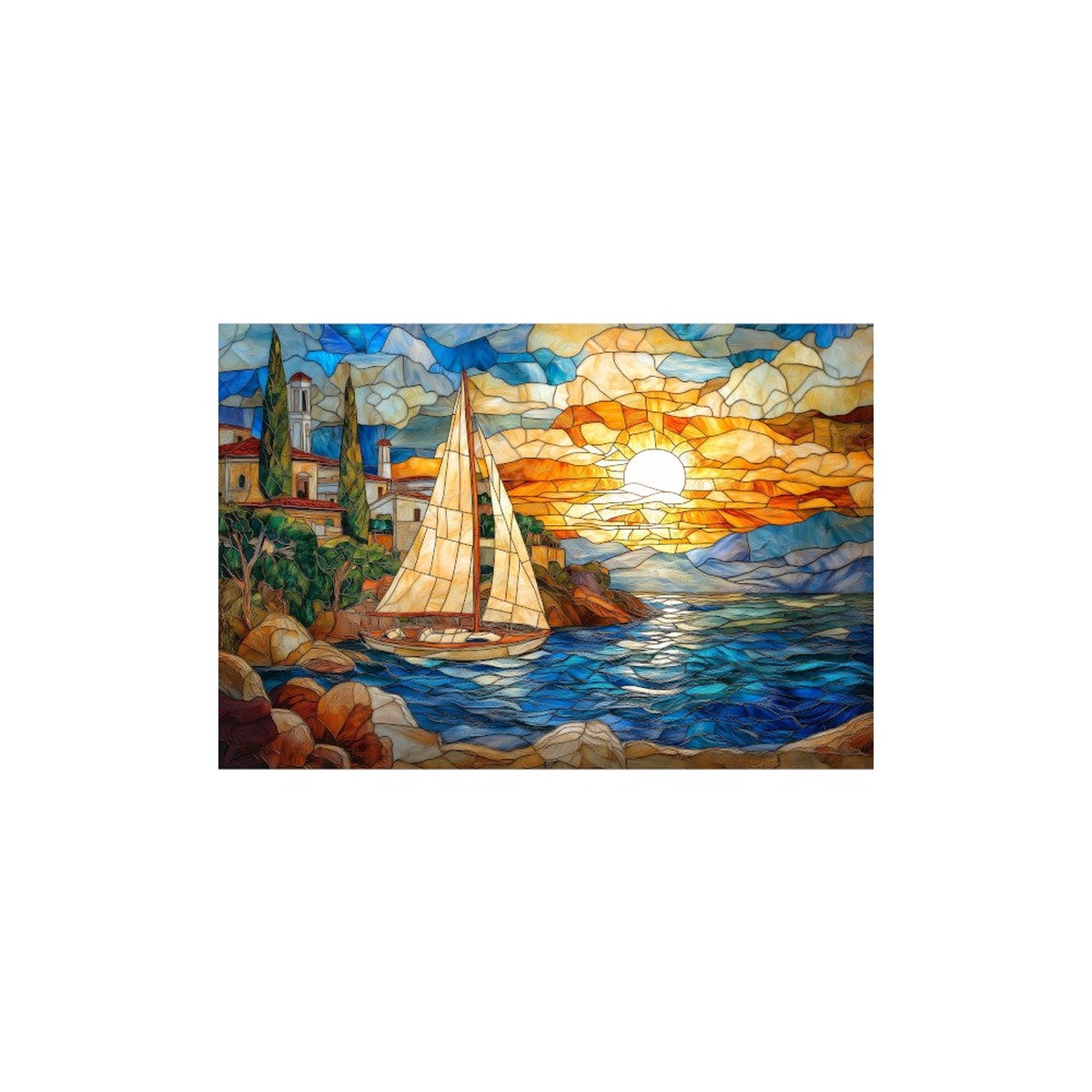 Trippy Puzzles - 300 Piece Stained Glass Wood Jigsaw Serene Sails