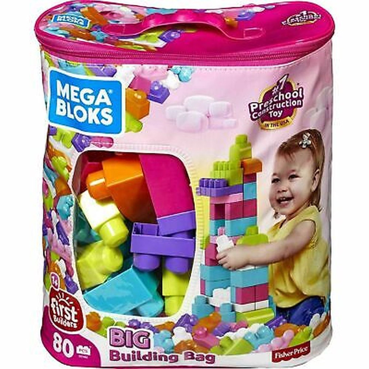 Mega Blocks - Core - Mb Big Building Bag (80 Blocks) - Pink (Open Stock)