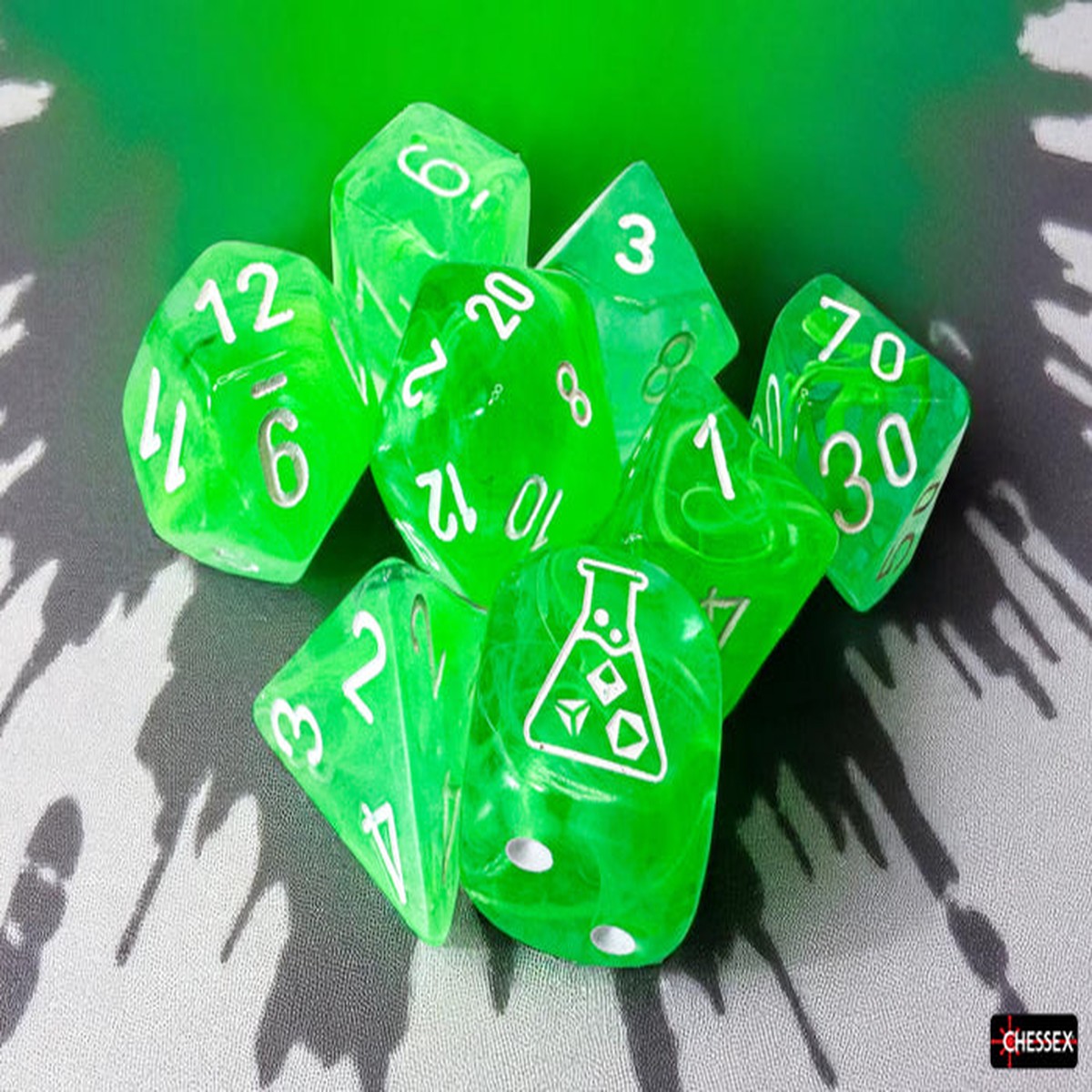Nebula Gelatinous/White Polyhedral 7-Dice Set (Bonus Die Included)